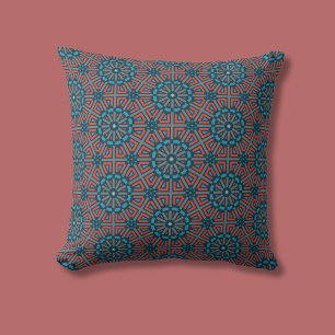 Oud Mozaïek Geometrisch Bloemenpatroon Kussen