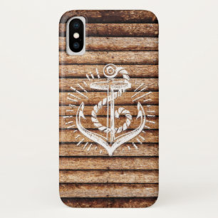 Oud Nautisch Ankerhout iPhone X Hoesje