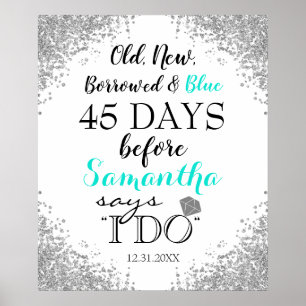 Oud nieuw geleend en blauw poster