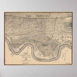 Oud nieuw Orleans MAp Poster
