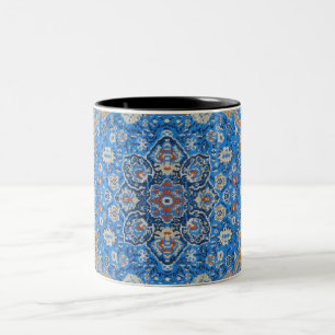 Oud Oosters blauw Turks Perzisch tapijt vloerkleed Tweekleurige Koffiemok