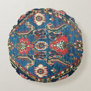 Oud, Oriëntaals Persisch, Turks Tapijt, Blauw Rond Kussen