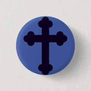 Oud paars christelijk kruis ronde button 3,2 cm