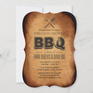  oud papier achtertuin BBQ Wedding Kaart