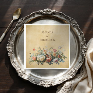 Oud papier bloemstuk boho rustiek servet