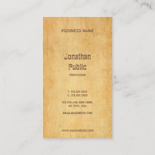 oud papier distressed script minimalistische top visitekaartje (Achterkant)