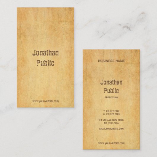 oud papier distressed script minimalistische top visitekaartje (Voorkant / Achterkant)