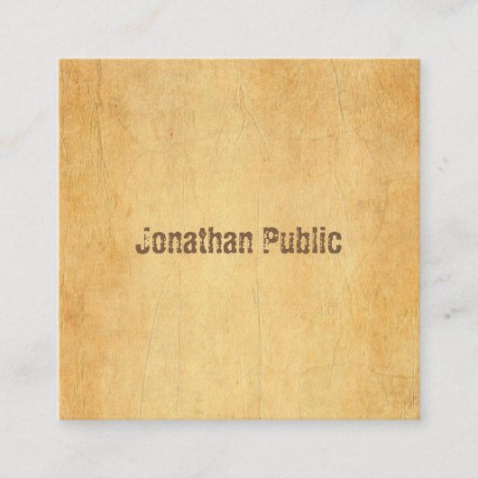 , oud papier, elegant, met vervormd script vierkante visitekaartje (Voorkant)