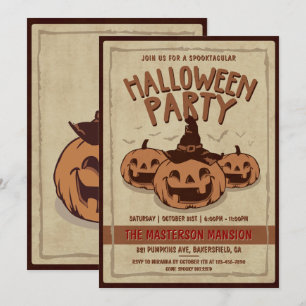 oud papier en pompoenen Halloween Party Kaart
