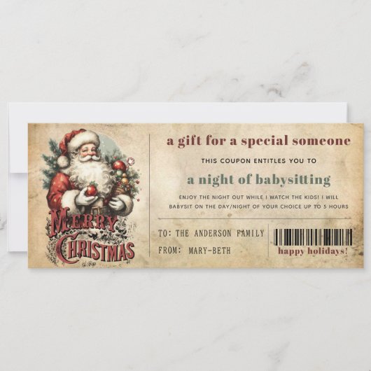 oud papier grunge kerstcadeau coupon feestdagenkaart (Voorkant)