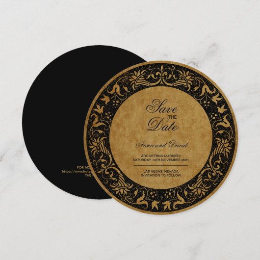 oud papier koninklijk sparen de Datum Uitnodiging (Voorkant / Achterkant)