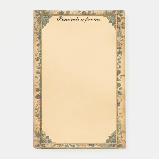 Oud papier Lijst en Blue Flowers Post-it® Notes (Voorkant)