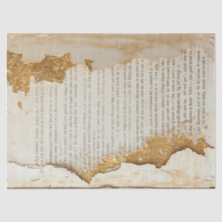 Oud papier met gescheurde randen gouden folie geba