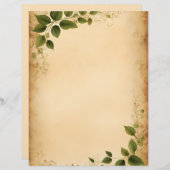 Oud papier met groene bladeren briefhoofd (Voorkant / Achterkant)