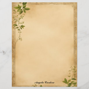 Oud papier met groene wijnranken briefpapier briefhoofd