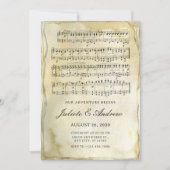 Oud papier muzieknoten bruiloft kaart (Voorkant)