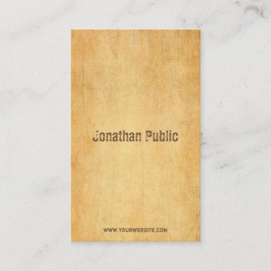  oud papier noodlijdend script tekst elegant visitekaartje (Voorkant)
