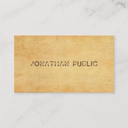 oud papier noodlijdend script tekst luxe visitekaartje (Voorkant)