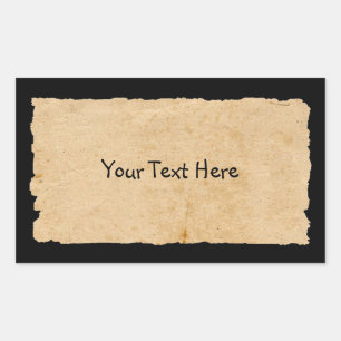 Oud papier op zwart rechthoekige sticker