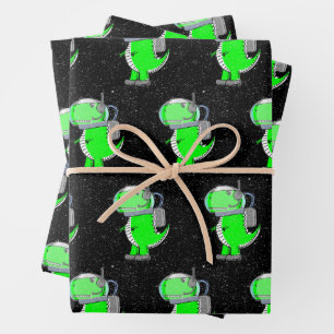 Oud Papier Print Astronaut T-Rex Dinosaurus Inpakpapier Vel