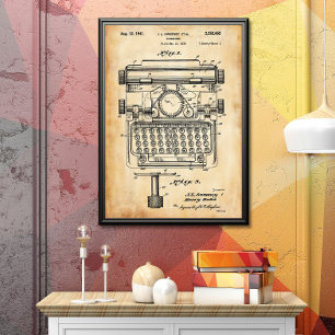 Oud papier   Typemachinepatent Poster