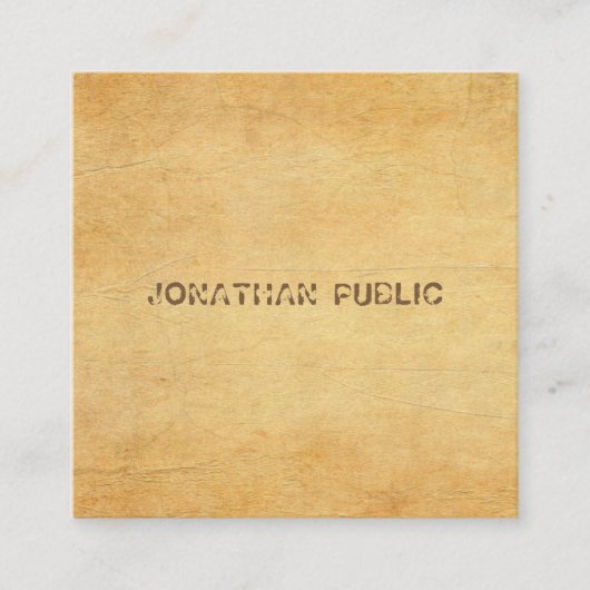 oud papier ziet er bedroefd script tekst chic vierkante visitekaartje (Voorkant)