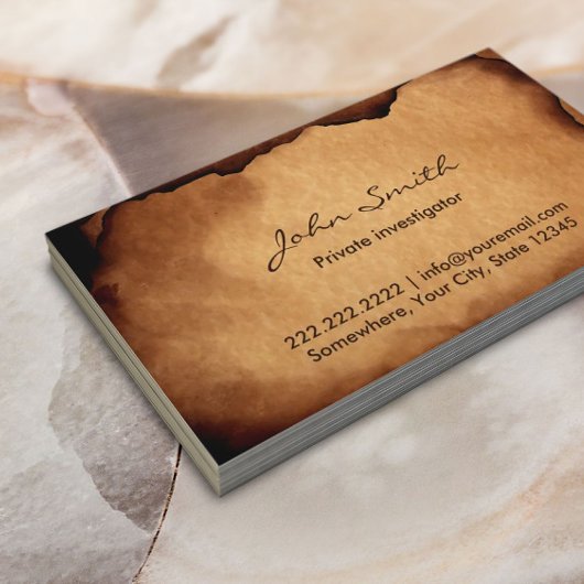 oud papieren onderzoeker visitekaartje