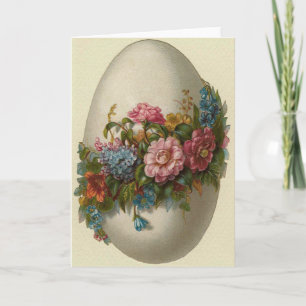 Oud Pasen Ei Met Bloemen Pasen Kaart