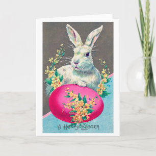 Oud Pasen Konijn Ei Bloem Kaart