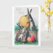 Oud Pasen Konijn Ei Kaart (Gele Bloem)