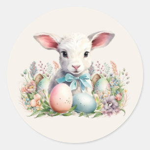Oud Pasen Lam Pastel Eieren Ronde Sticker