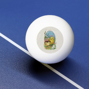 Oud Pasen Lente Baby Kuikens Bloemen Pingpongballen