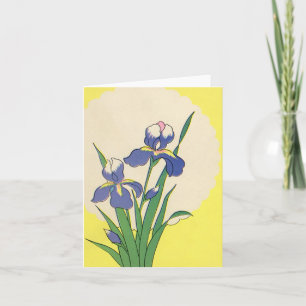 Oud Pasen, Paarse Tuin Iris Bloemen Feestdagen Kaart