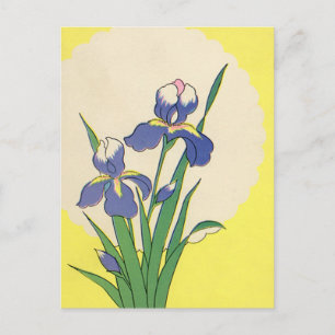 Oud Pasen, Paarse Tuin Iris Bloemen Feestdagenkaart