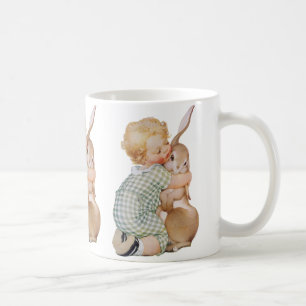 Oud Pasen, Schattig Jonge Jongen met Konijn Koffiemok