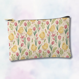 Oud Pasen Schattige Gele Kuikens Rode Tulpen Etui