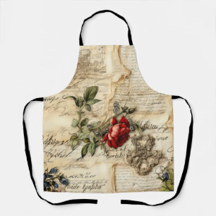 Oud perkament liefdesbrief met bloemen schort