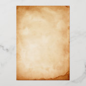  oud perkament met Roos bruiloft Folie Uitnodiging (Achterkant)