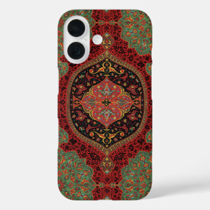 Oud Persisch Tapijtpatroon Rood Groen Arabesk iPhone 16 Hoesje