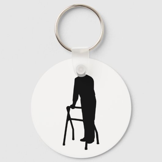 Oud persoon man lopend lijst sleutelhanger (Voorkant)