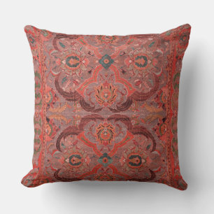 Oud Perzisch Vintage Patroon Tapijt Rood Kussen