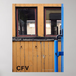 Oud Poster van Steam Train Le Mastrou Yellow Wagon