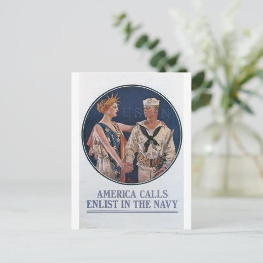 Oud Poster voor zeemacht rond 1917 Briefkaart (Staand voorkant)