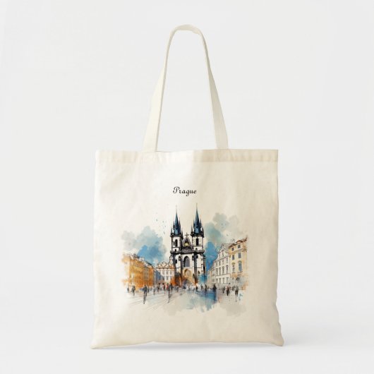 Oud Praag, waterverf Tote Bag (Voorkant)
