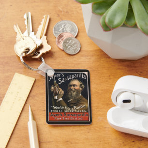 Oud productlabel, Ayer's Sarsaparilla-drank Sleutelhanger