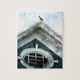 Oud raam en duif legpuzzel