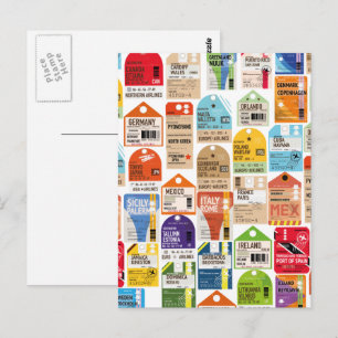 Oud reisbiljetten patroon. briefkaart