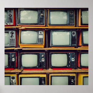 Oud Retro Televisie Leeg scherm Poster