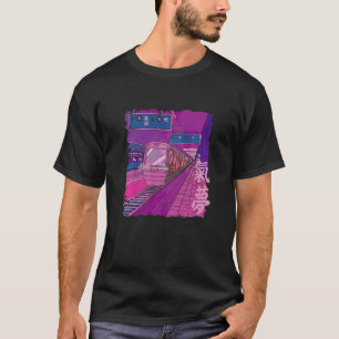 Oud Retro Vapor Wave treinstation Tram Station T-shirt