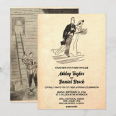 oud romantisch paar retro jaren 50 bruiloft kaart (Voorkant / Achterkant)